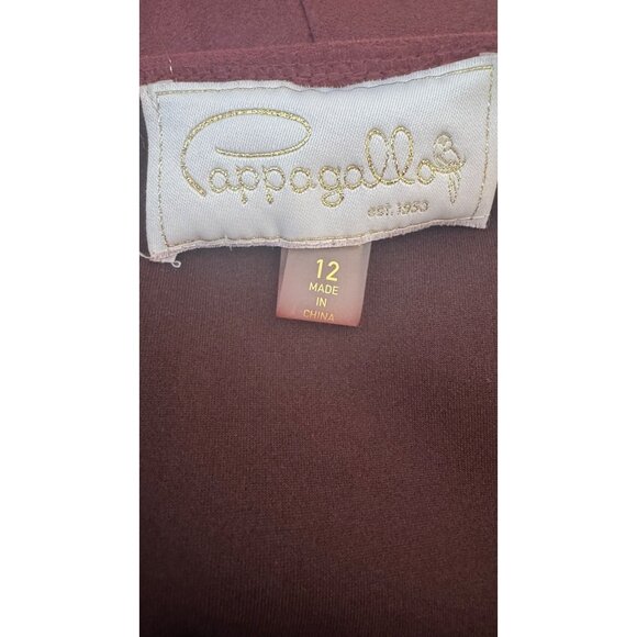 Pappagallo Size 12 Burgundy Suede-Style Scalloped Hem Dress - Picture 2 of 16